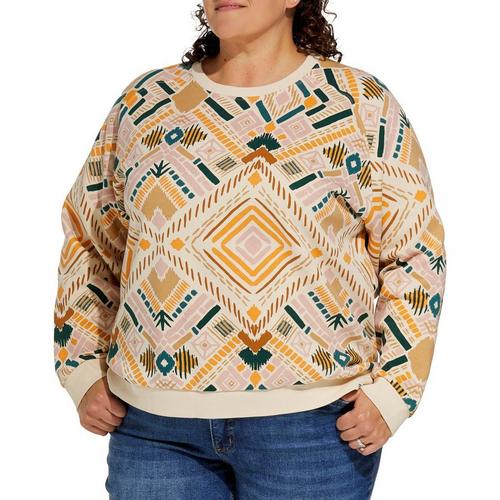 Women's LIV Outdoor Plus Size Gabriella Raglan Mosaic Aztec Crewneck Sweatshirt - Primary Image