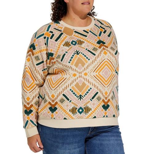 Women's LIV Outdoor Plus Size Gabriella Raglan Mosaic Aztec Crewneck Sweatshirt - Primary Image