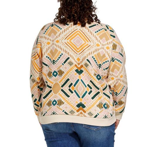 Women's LIV Outdoor Plus Size Gabriella Raglan Mosaic Aztec Crewneck Sweatshirt - Primary Image