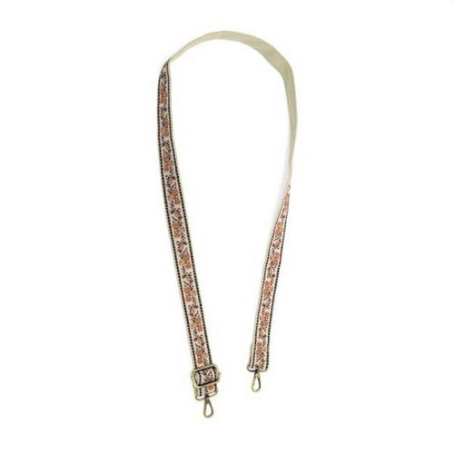 Joy Susan Neutral Sweeping Floral Embroidered Guitar Purse Strap - Primary Image