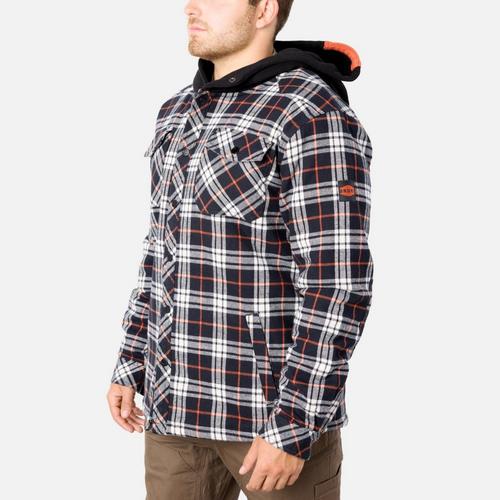 Men's BRUNT Flannel Jacket Long Sleeve Hooded Shacket - Primary Image