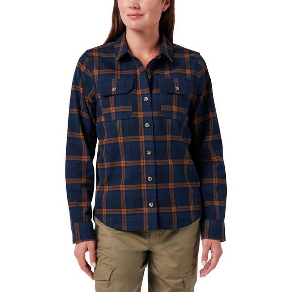 Women's Lucky Brand Canyon Yarn Dyed Plaid Long Sleeve Flannel XLarge Dark Navy