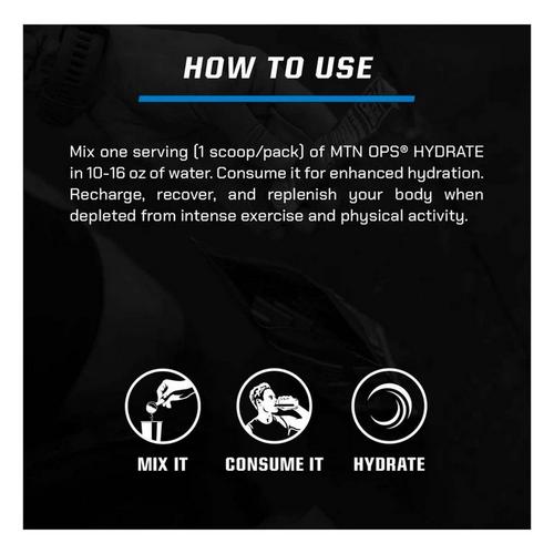 MTN OPS Hydrate Electrolyte Powder 20 Serving On-The-Go Packs - Primary Image