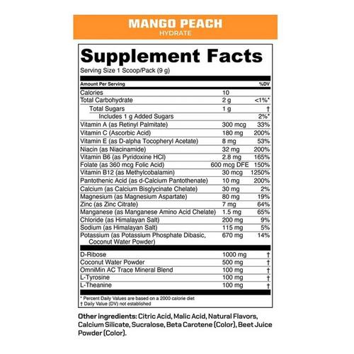 MTN OPS Hydrate Electrolyte Powder 20 Serving On-The-Go Packs - Primary Image