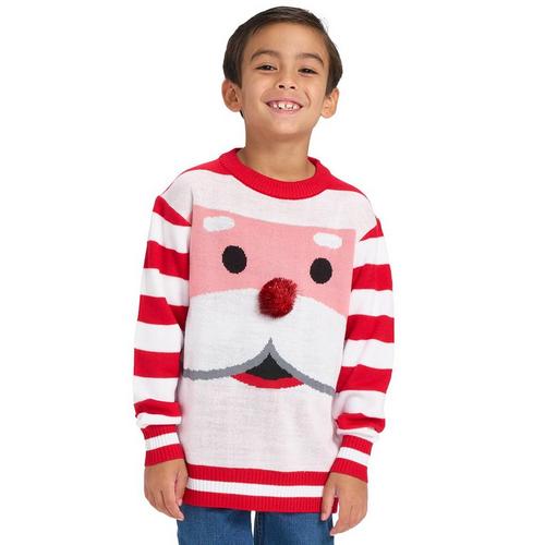 Kids' Tipsy Elves Santa's Close Up Ugly Christmas Pullover Sweater - Primary Image