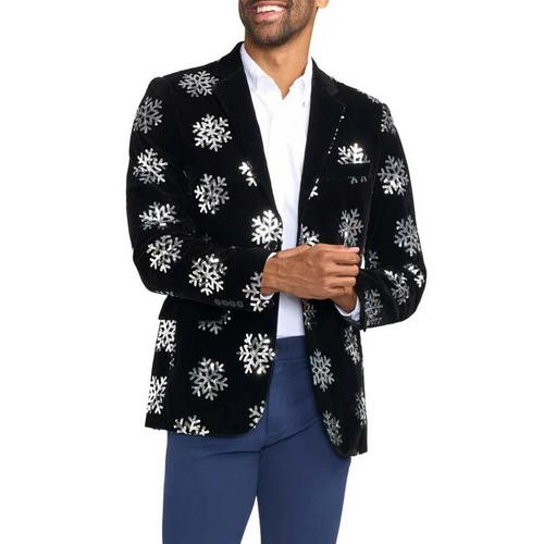 Men's Tipsy Elves Sequined Snowflake Velvet Blazer - Primary Image