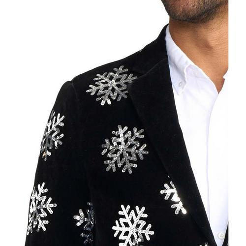 Men's Tipsy Elves Sequined Snowflake Velvet Blazer - Primary Image