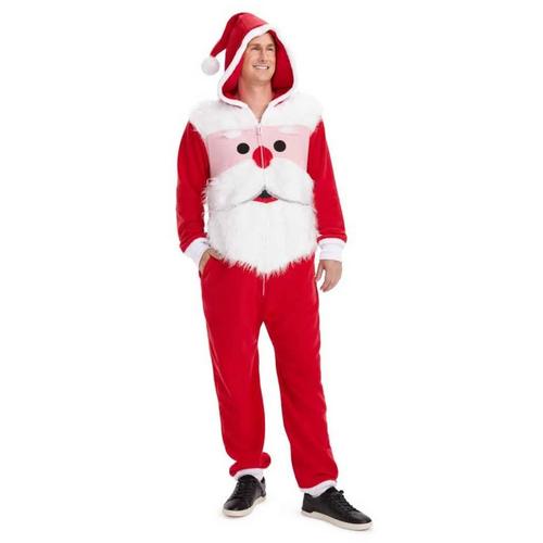 Men's Tipsy Elves Santa Close Up Onesie Pajamas - Primary Image