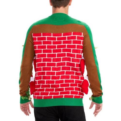 Men's Tipsy Elves Festive Fireplace Light Up Ugly Christmas Pullover Sweater - Primary Image