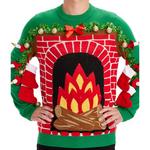Men's Tipsy Elves Festive Fireplace Light Up Ugly Christmas Pullover Sweater - Thumbnail 4 of 4