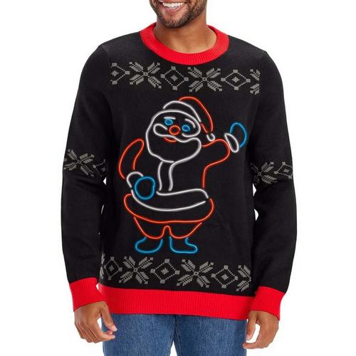Men's Tipsy Elves Ho Ho Hello Light Up Ugly Christmas Pullover Sweater - Primary Image
