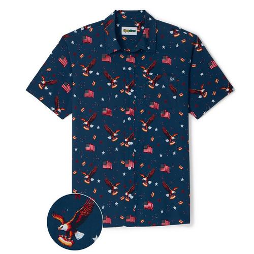 Men's Tipsy Elves 8-Bit Eagle Button Up Shirt - Primary Image