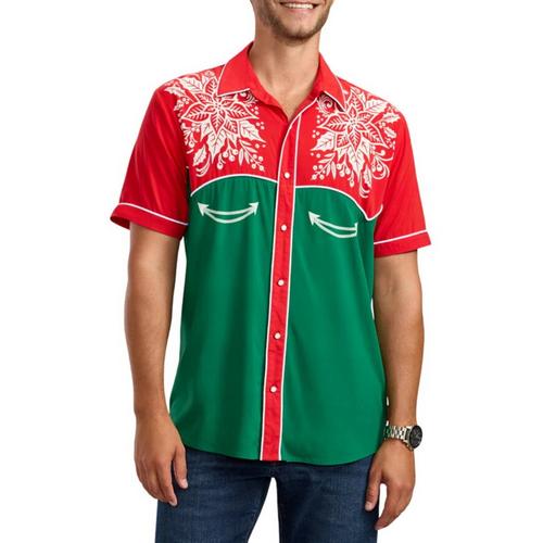 Men's Tipsy Elves Christmas Cowboy Button Up Shirt - Primary Image