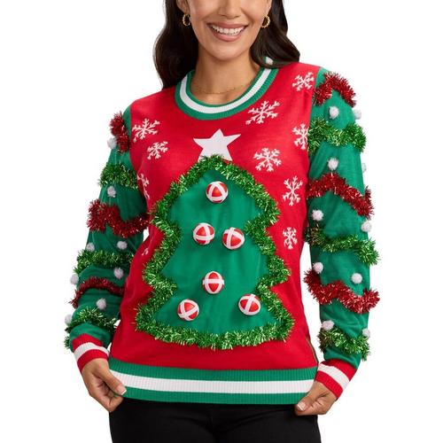 Women's Tipsy Elves Deck the Halls Game Ugly Christmas Pullover Sweater - Primary Image