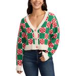 Women's Tipsy Elves Cozy Knit Checkered V-Neck Pullover Sweater - Thumbnail 1 of 3