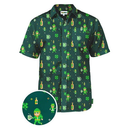 Men's Tipsy Elves Pixel Paddy Button Up Shirt - Primary Image