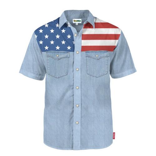 Men's Tipsy Elves Star Spangled Wrangle Button Up Shirt - Primary Image
