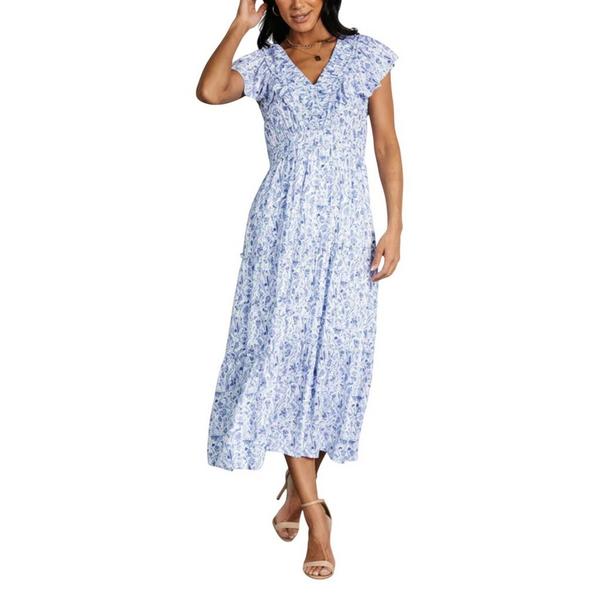 Women's Baltic Born Crete Midi Dress Large Blue White
