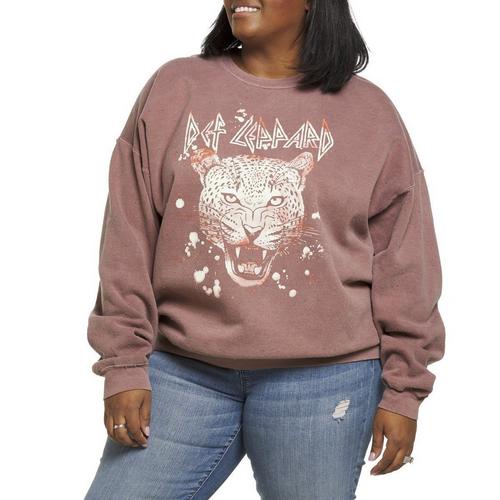 Women's Goodie Two Sleeves Plus Size Def Leppard Tiger Crewneck Sweatshirt - Primary Image