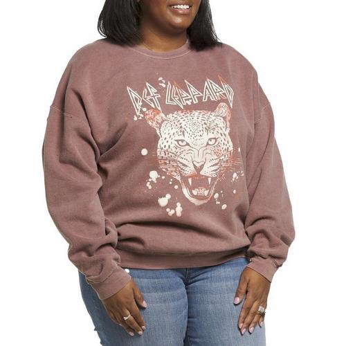 Women's Goodie Two Sleeves Plus Size Def Leppard Tiger Crewneck Sweatshirt - Primary Image