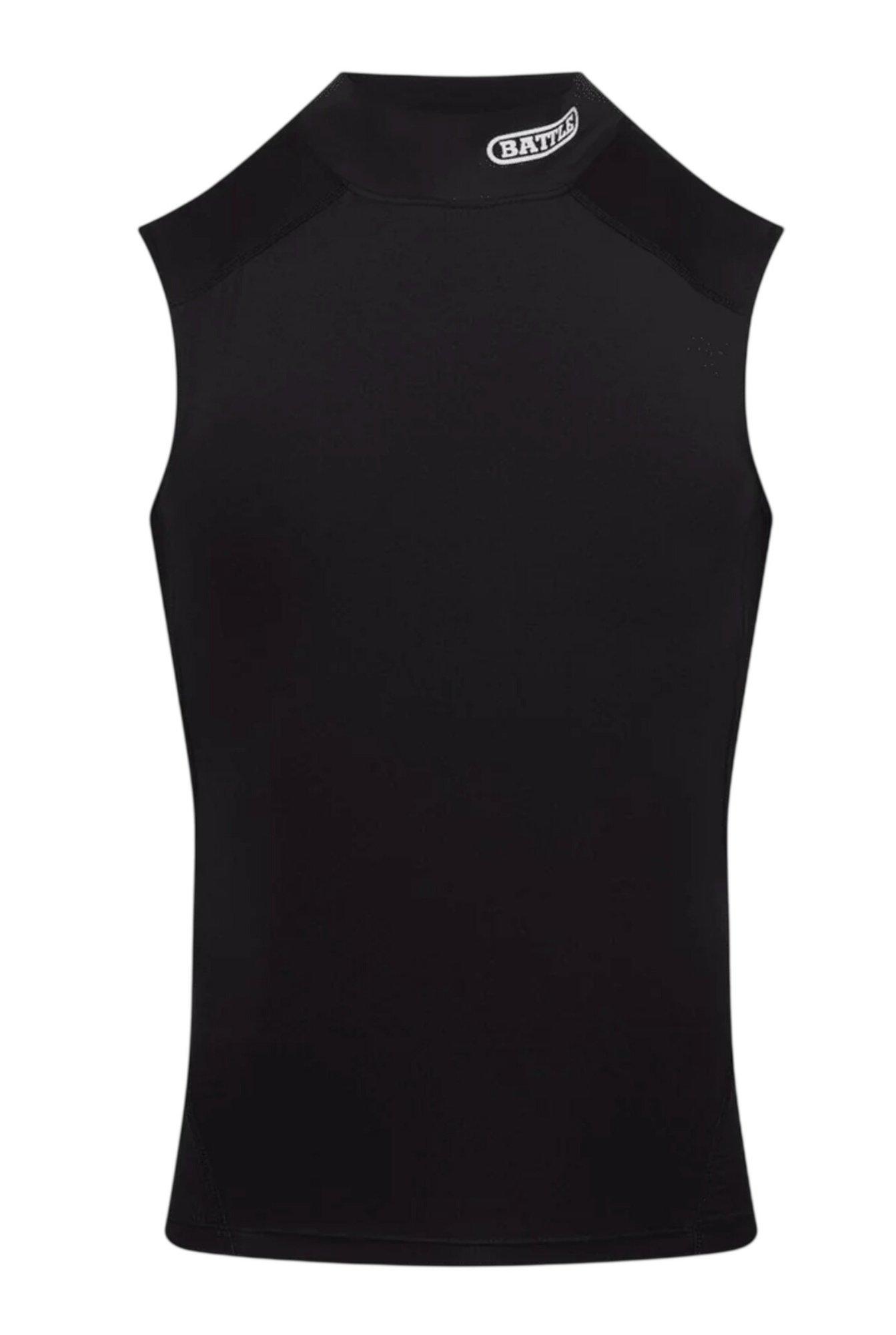 Battle Youth Mock Neck Sleeveless Compression Shirt, Medium, Black