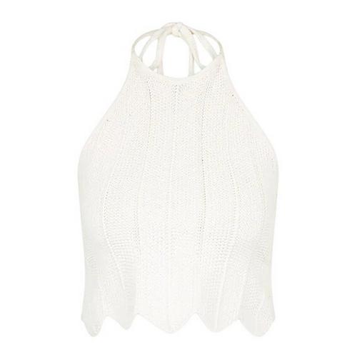 Women's Kulani Kinis Chevron Knit Halter Crop Tank Swim Cover Up - Primary Image