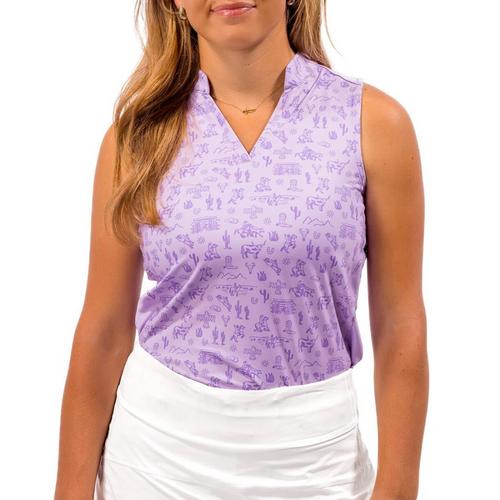 Women's Waggle Golf V Neck Sleeveless Polo - Primary Image