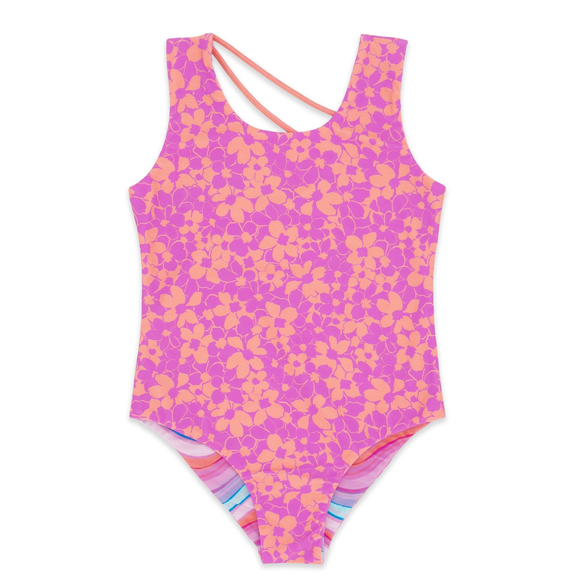 Girls' Feather 4 Arrow Summer Sun Reversible One Piece Swimsuit