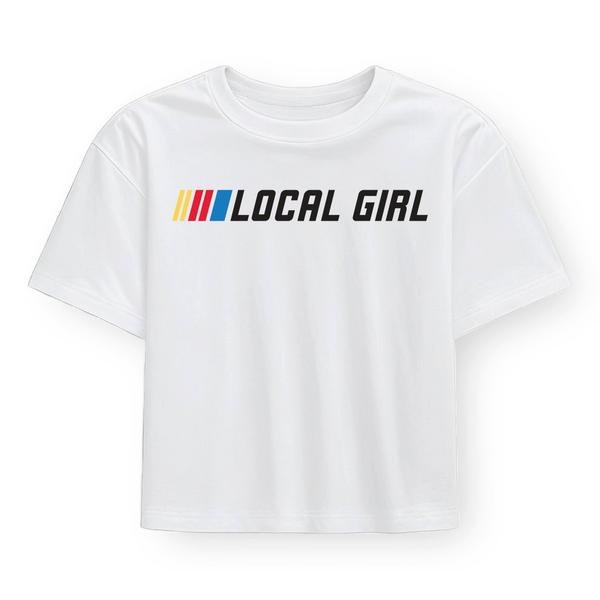 Women's Local Girl Outfitters Fast Car Graphic Cropped T-Shirt Small White