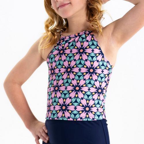 Girls' Janela Bay High Neck Crop Swim Tankini - Primary Image