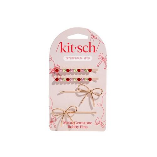 Kitsch Gemstone and Bow Bobby Pins - Primary Image