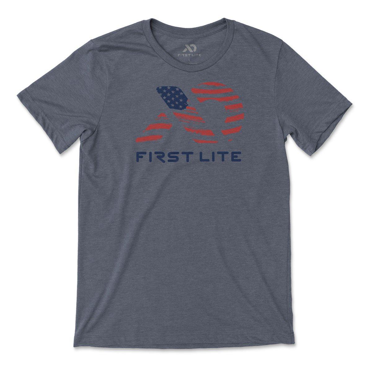 First Lite Men's Flag Fill TShirt Heather Slate 2X FLFLFHS2X - first lite