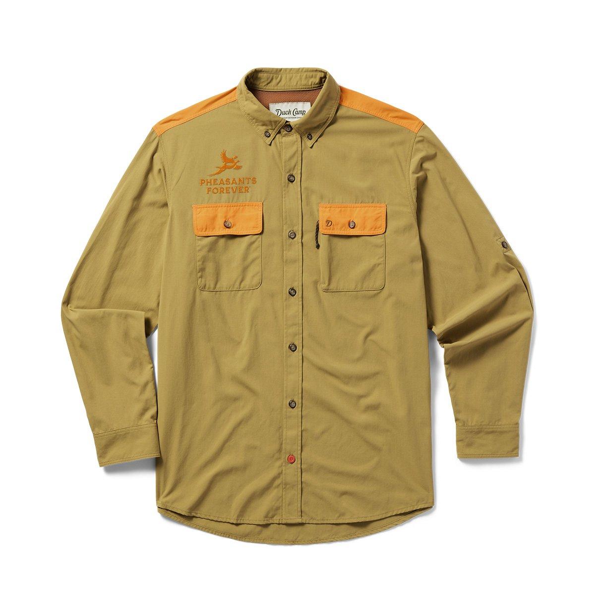 Men's Duck Camp Pheasants Forever Lightweight Long Sleeve Button Up T-Shirt - Duck Camp