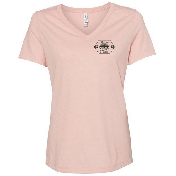 GSA OUTDOORS Women's Quail Forever Sideline V-Neck T-Shirt