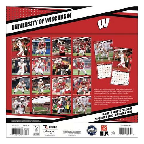 John F Turner and Co Wisconsin Badgers 2026 Wall Calendar - Primary Image
