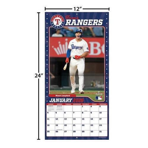 John F Turner and Co Texas Rangers 2026 Wall Calendar - Primary Image
