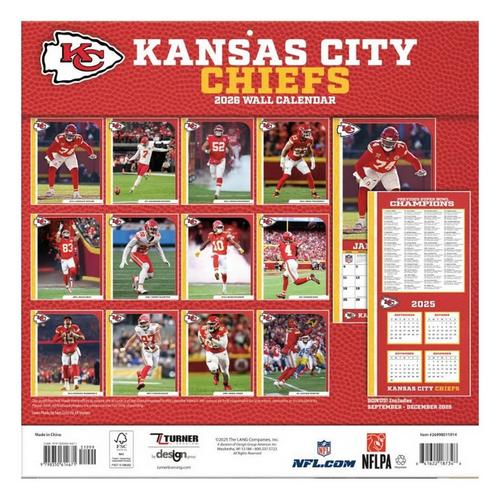 John F Turner and Co Kansas City Chiefs 2026 Wall Calendar - Primary Image