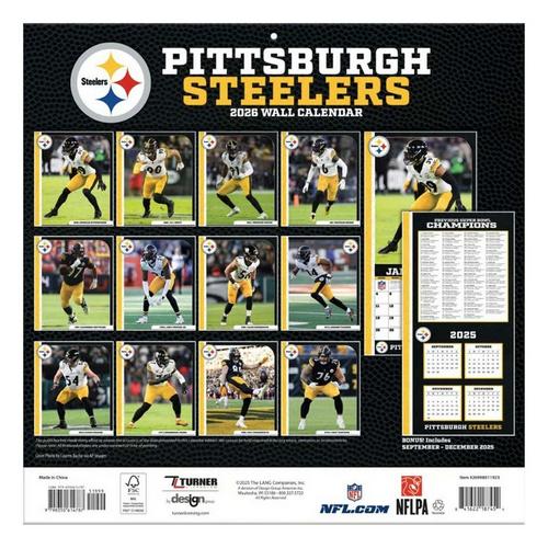 John F Turner and Co Pittsburgh Steelers 2026 Wall Calendar - Primary Image