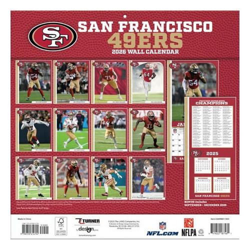 John F Turner and Co San Francisco 49ers 2026 Wall Calendar - Primary Image