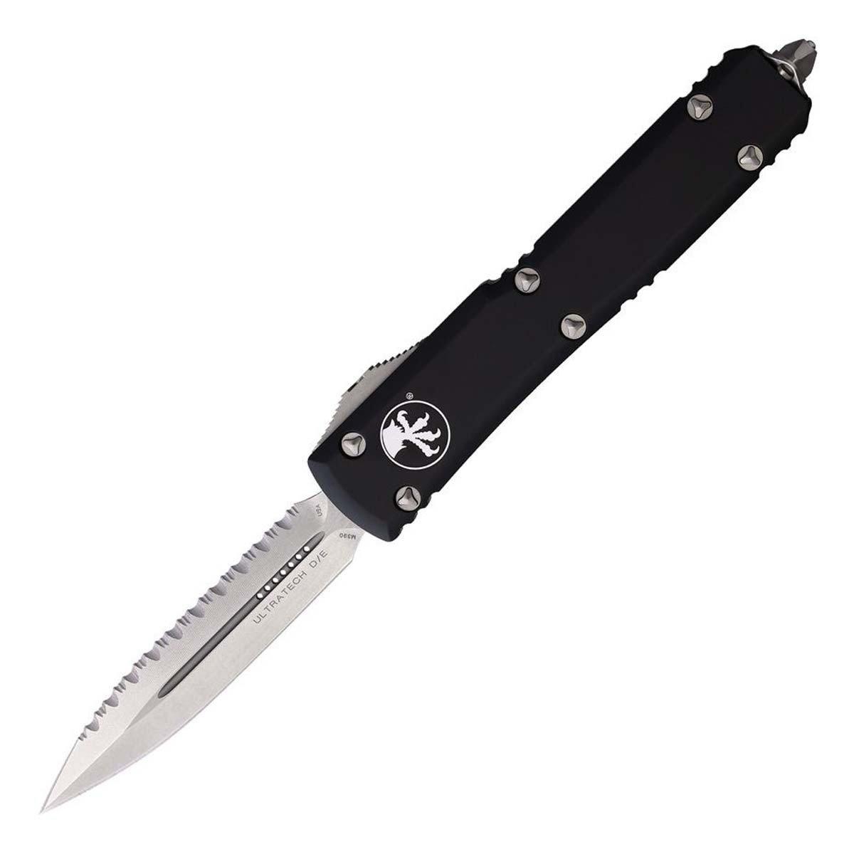 Microtech 122-12 Ultratech Stonewash Serrated Dagger OTF Automatic Knife - Microtech