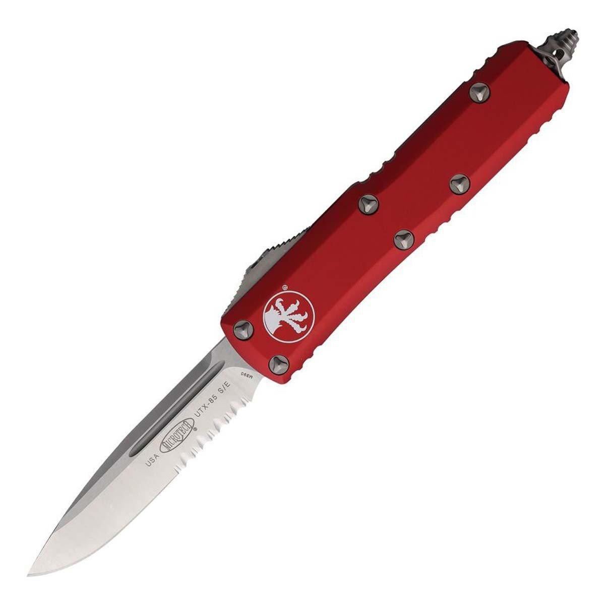 Microtech 231-5 UTX-85 Satin Serrated Drop Point OTF Automatic Knife - Microtech