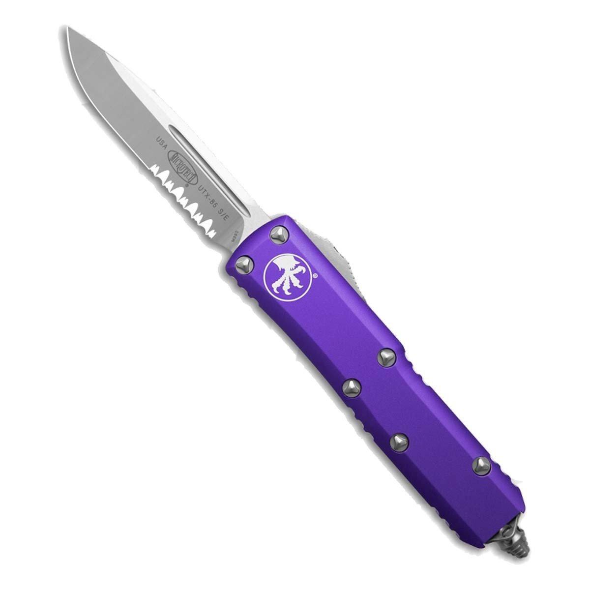 Microtech 231-5 UTX-85 Satin Serrated Drop Point OTF Automatic Knife - Microtech