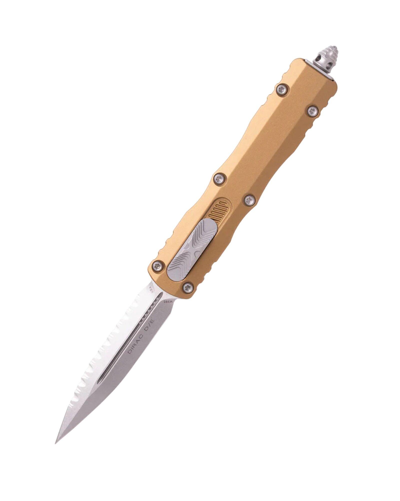 Microtech 225-12 Dirac Stonewash D/E Serrated OTF Automatic Knife - Microtech