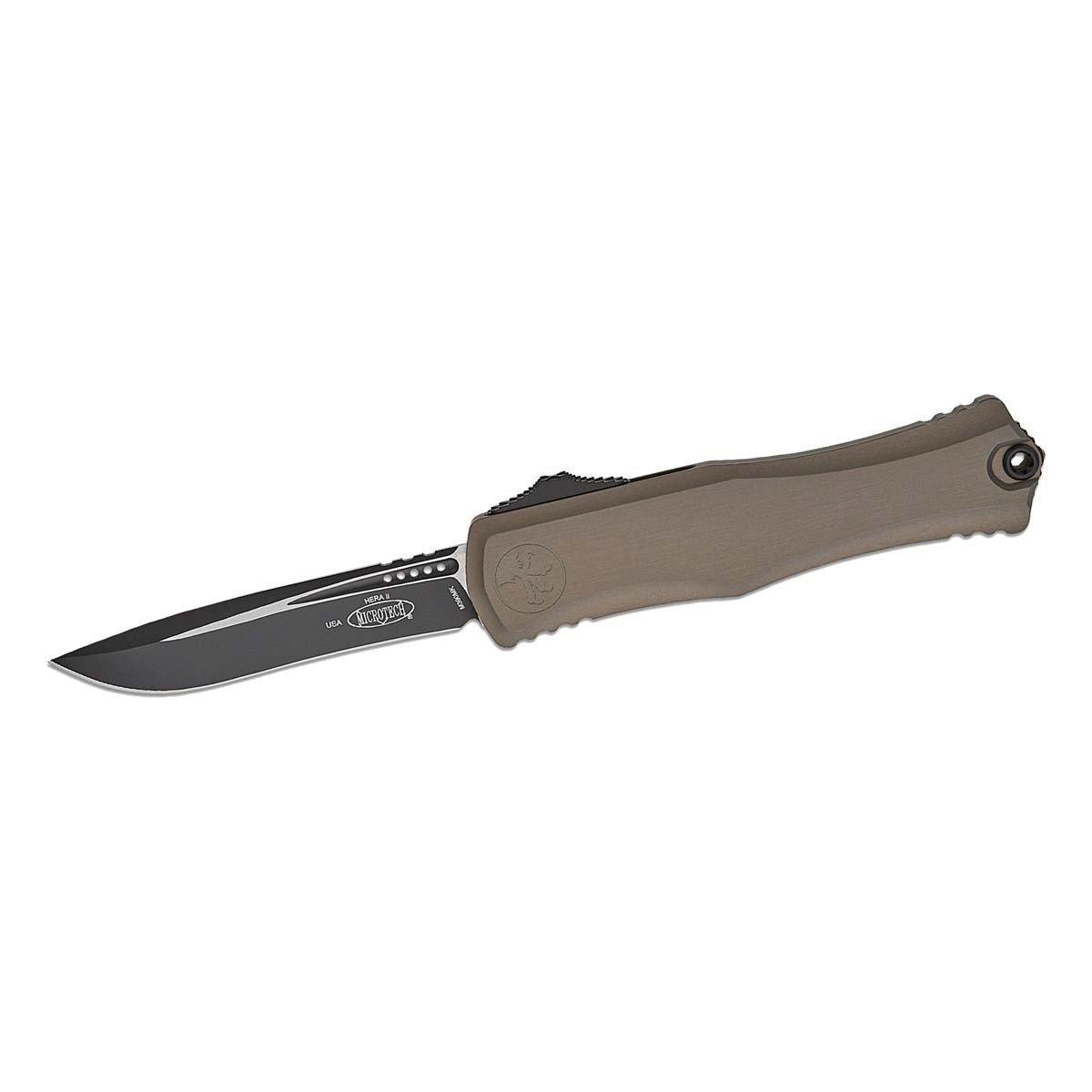 Microtech 1705-1 Hera II Black Standard Recurve OTF Automatic Knife - Microtech