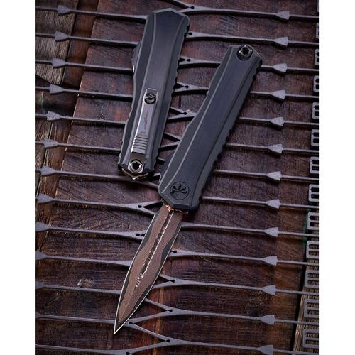 Microtech 1241-16MS1 Cypher II Baker Forge Copermai Damascus Wharncliffe OTF Automatic Knife - Primary Image