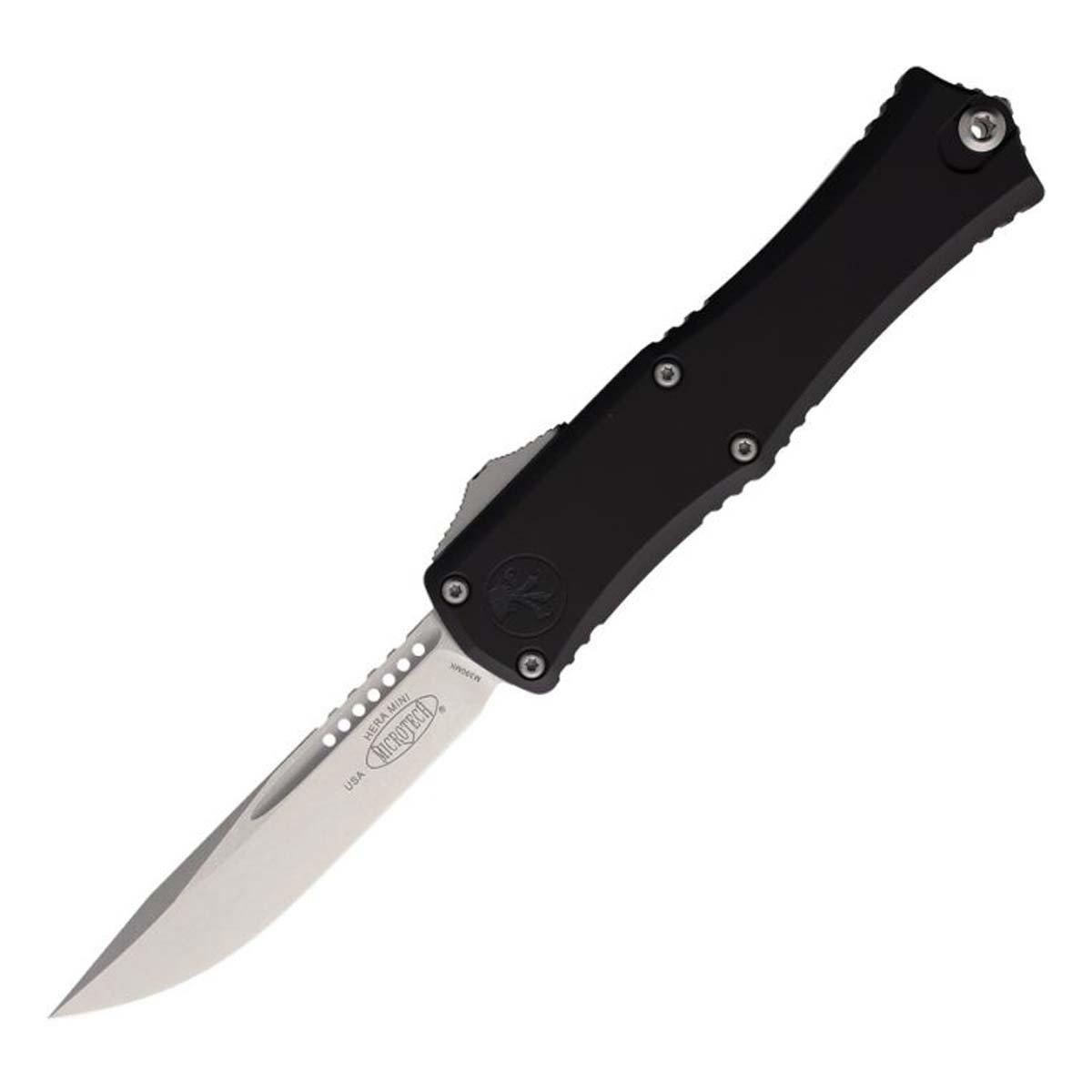 Microtech 1703M-10 Hera II Mini Stonewashed Drop Point OTF Automatic Knife - Microtech