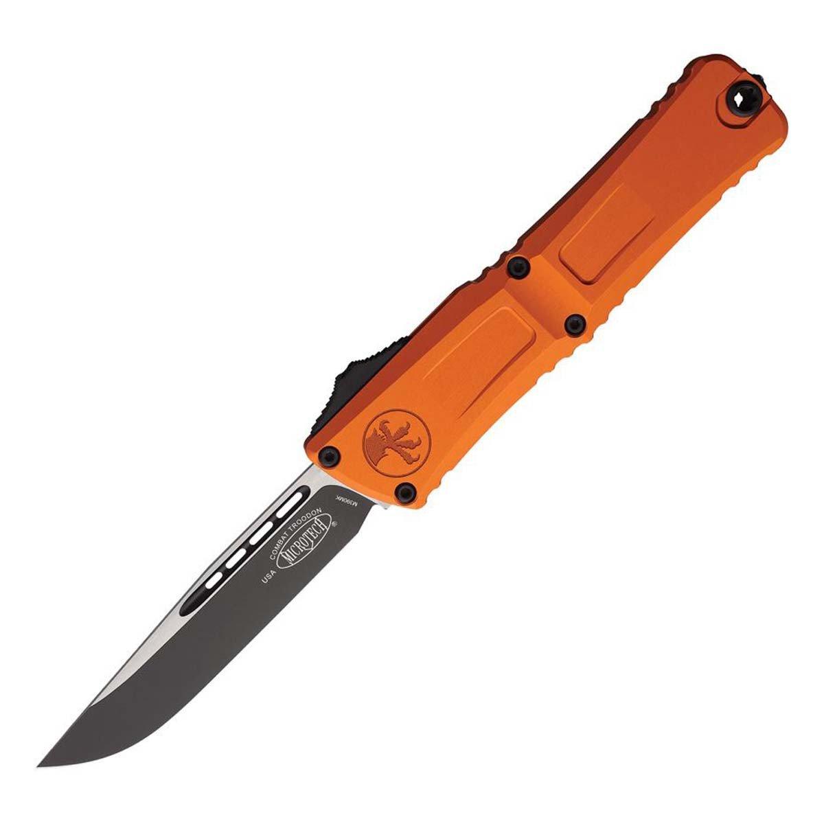 Microtech 1143-1 Combat Troodon Gen III Two Tone Black Drop Point OTF Automatic Knife - Microtech