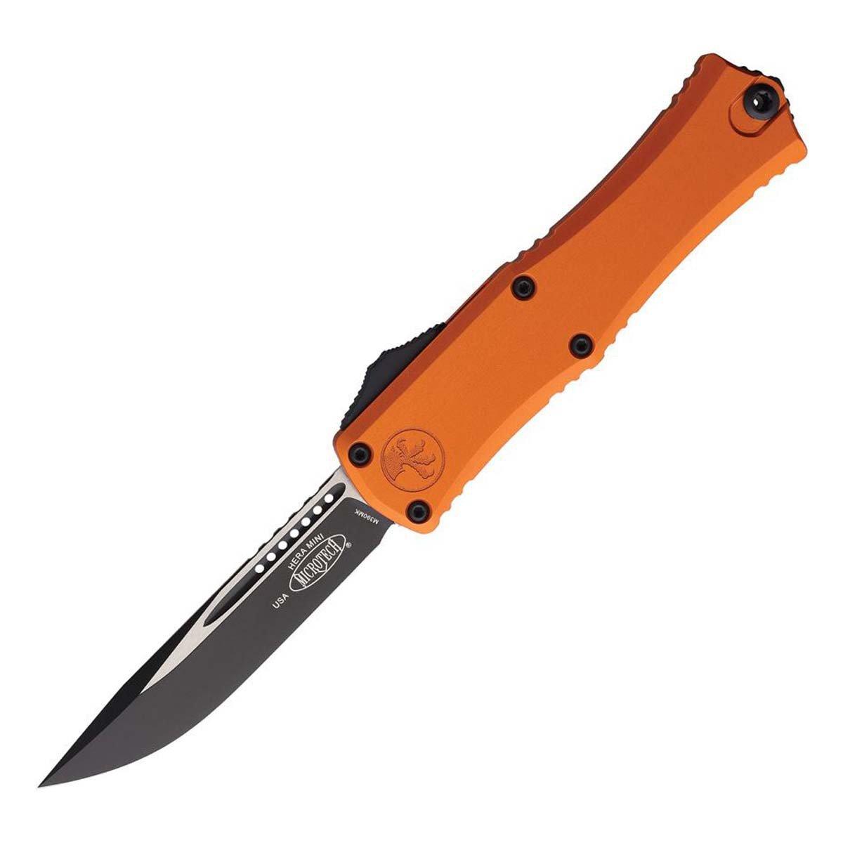 Microtech 1703M-1 Hera II Mini Black Two Tone Drop Point OTF Automatic Knife - Microtech