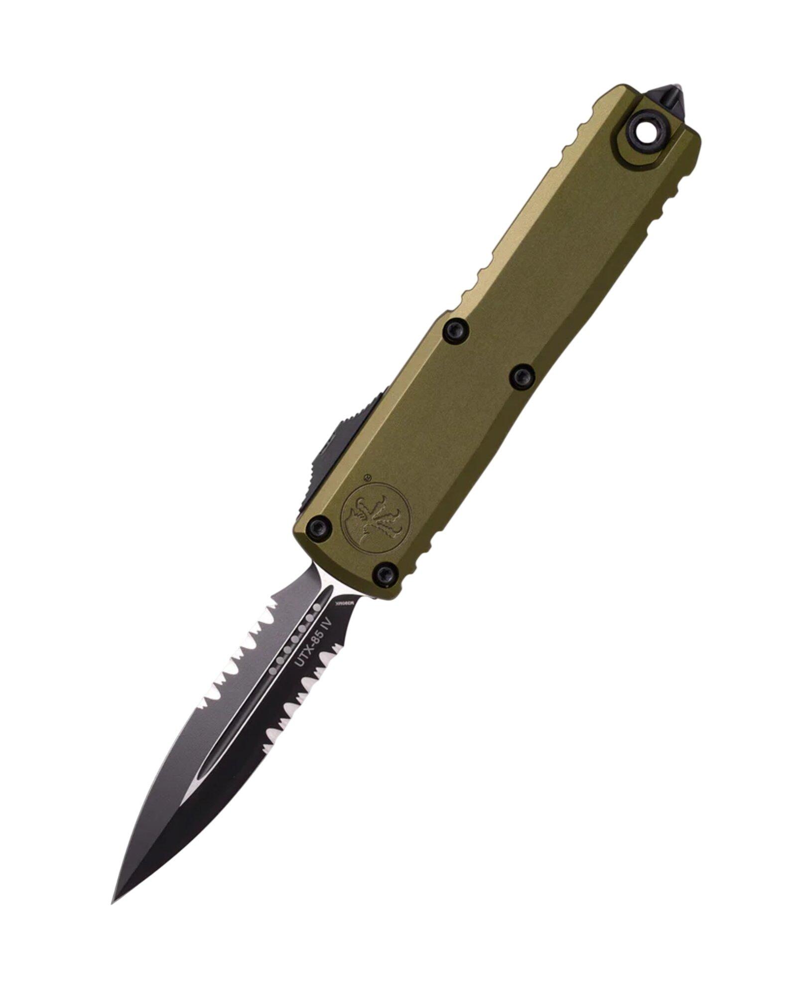 Microtech 12324-2 UTX-85 Gen IV D/E Partially Serrated OTF Automatic Knife - Microtech