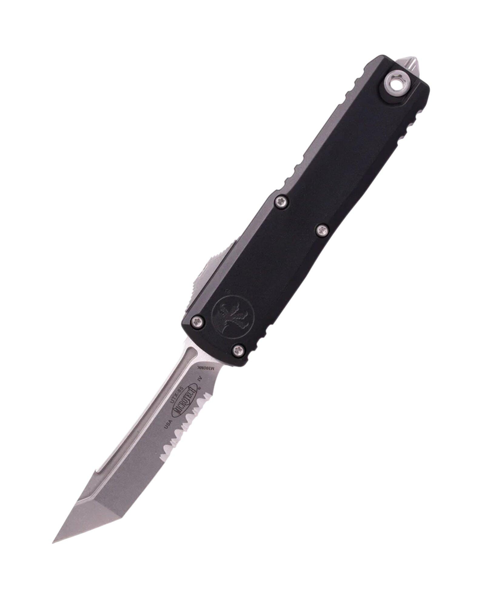 Microtech 12334-11 UTX-85 Gen IV T/E Stonewashed Partially Serrated OTF Automatic Knife - Microtech